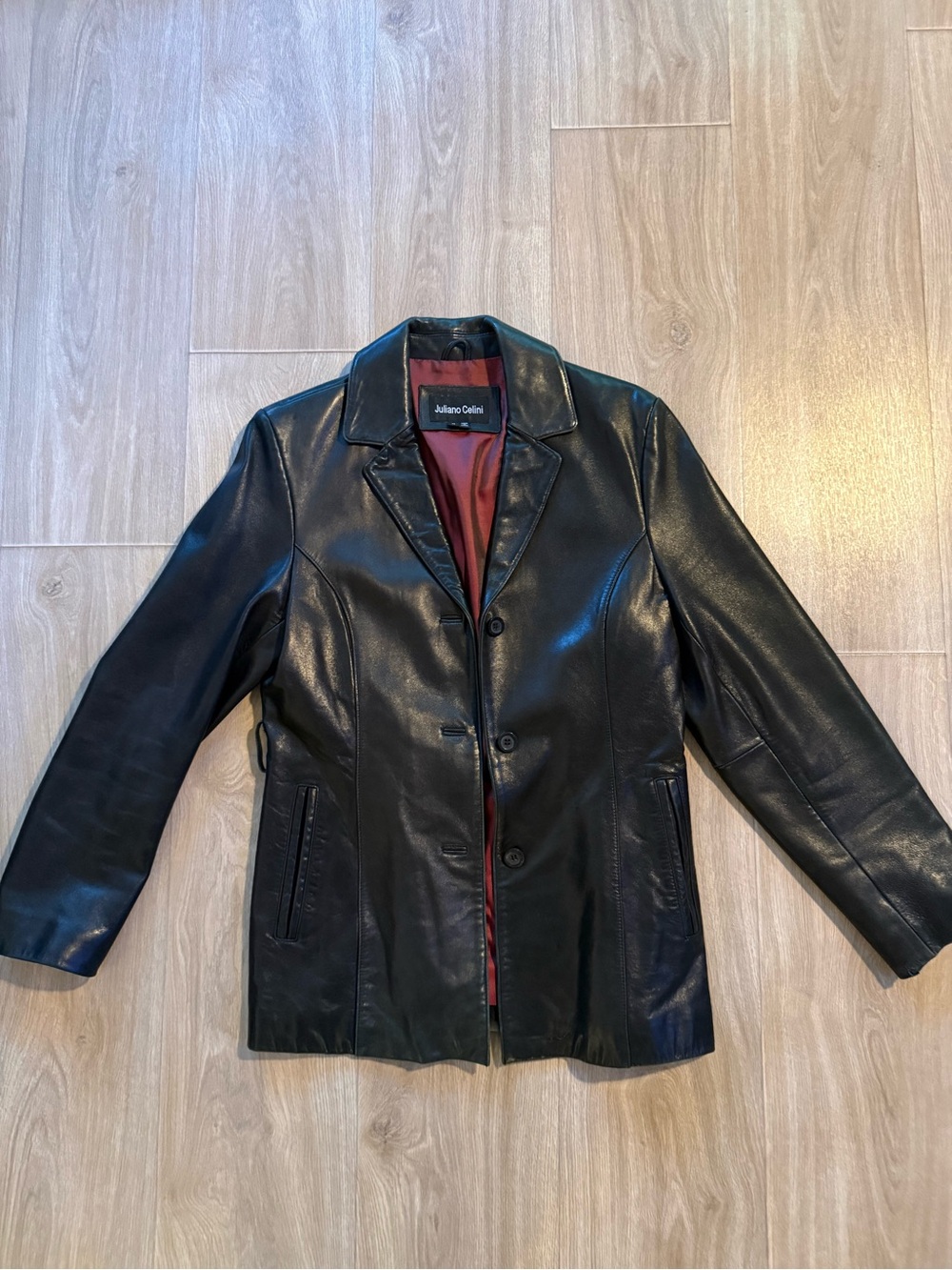 Vintage ’90s Black Genuine Leather Blazer Juliano Celini size M
